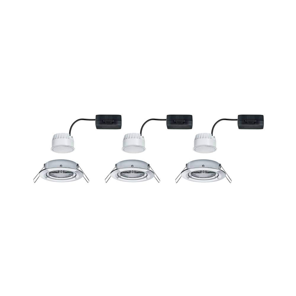 Paulmann 93452 Einbauleuchte LED Coin Nova rund 6,5W Chrom 3er-Set schwenkbar IP23 sprühwassergeschützt