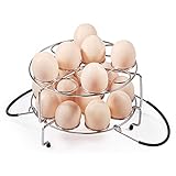 Newness Egg Steamer Rack [Max Capacity 24 Eggs] 304 Stainless Steel Egg Rack Trivet for 6,8 Quart, Multipurpose Stackable Pressure Cooker Egg Rack Accessories with Heat Resistant Handle