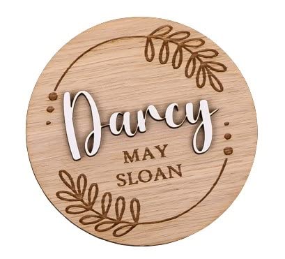 Baby Name Announcement - Engraved Wooden New Baby Plaque, Personalised Baby Arrival Sign, Custom Photography,Social Media Prop