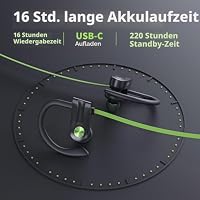 NUASI Bluetooth Kopfhörer Kabellos Ohrhörer mit Bluetooth 5.3 Wireless HD Deep Bass Stereo Sound Isolation IPX7 Wasserdicht Ohrhörer für Laufen Sport, Grün – Ansicht 6
