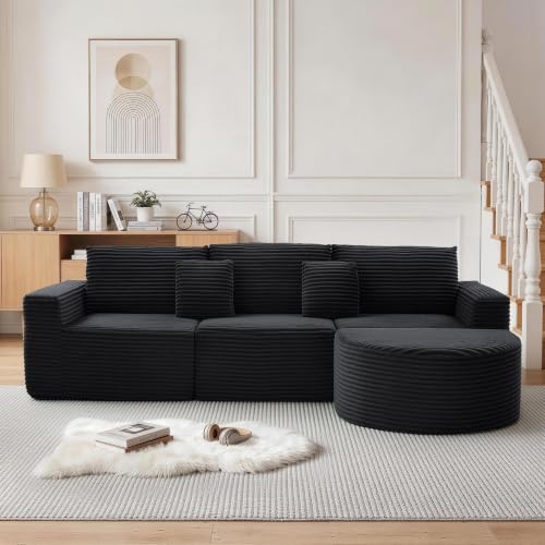 Korser 110" L-Shaped Corduroy 3-Seater