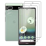 (3+3) For Google Pixel 6A (3 Pack) Tempered Glass Screen Protector + (3 Pack) Camera Lens Protectors Film, 9H Hardness, 2.5D, Anti Scratch, HD Clear