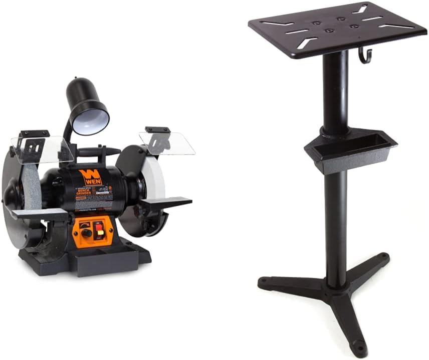 WEN BG4280 5-Amp 8-Inch Variable Speed Bench Grinder with Flexible Work Light Bench Grinder Stand, 32-Inch with Water Pot (4288T) WEN BG4280 5-Amp 8-Inch Variable Speed Bench Grinder with Flexible Work Light Bench Grinder Stand, 32-Inch with Water Pot (4288T)