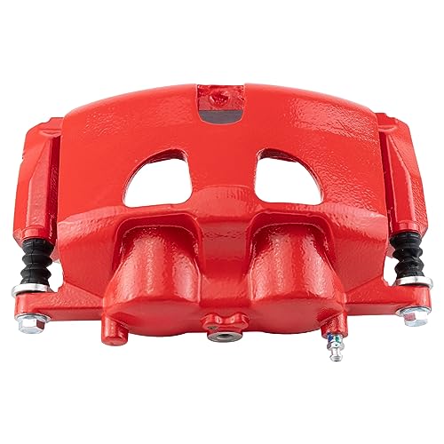 Image of TRQ Front Left Brake Caliper w /Bracket Performance Red Drivers Side | For 2012-2020 Ford F-150