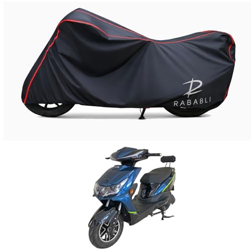 Image of Waterproof Bike Body Cover Compatible for | EeVe Soul | Taffeta Fabric, Red Piping Design, Bottom Elastic Fit | Dustproof, Sun UV & Rain Protection for All Bikes