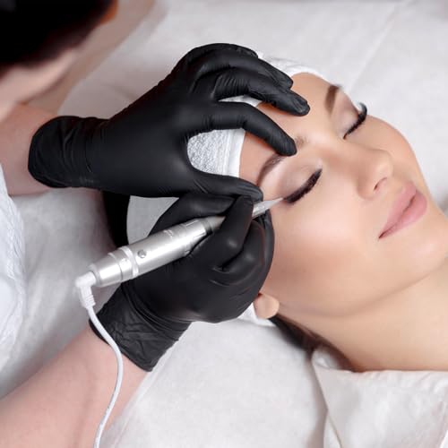 Foto von Minkissy Wiederverwendbare Schwarze Latexhandschuhe FüR Friseure Und Labore Mittelgroß Strukturierte OberfläChe Waschbar Und StrapazierfäHig 10 StüCk Schutzhandschuhe FüR HaarfäRbung Und Farbverar