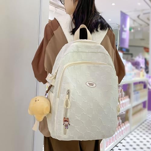 Kawaii Backpack with Cute Accessories Bookbags with Pendant Casual Lightweight Travel Daypacks (White)2