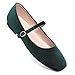 TN TANGNEST Mary Jane Flats for Women Retro Square Toe Ballet Flats Comfortable Buckle Strap Flats Casual Slip On Flats Dark Green 43(10)