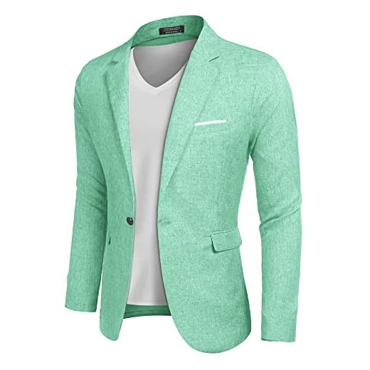 COOFANDY Green Blazer Men Slim Fit One Button Suits Jackets Casual Lightweight Blazers (Mint Green L)
