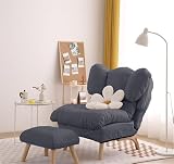 Stool, Floor Sofa with Footrest Reading Chair with Ottoman Recliner Lazy Adjustable Game Lounge Indoor Dressing Table Computer Technology Fabric(Grey)