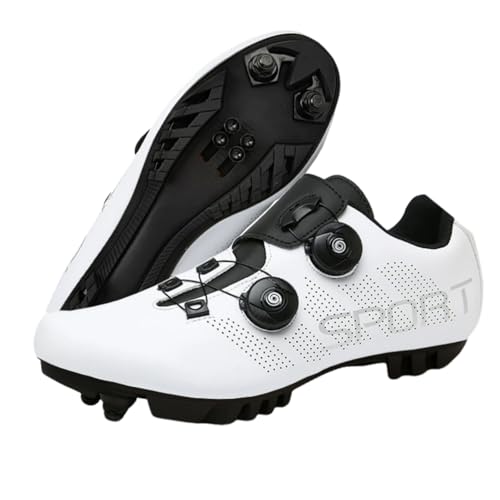 Surwin Fahrradschuhe MTB SPD, Mountainbike Schuhe SPD für Herren Damen Unisex EU 37-46 MTB Schuhe mit Schrauben & Stollen Atmungsaktive Radsportschuhe Mountainbikeschuh Reitschuhe (Weiß,38)