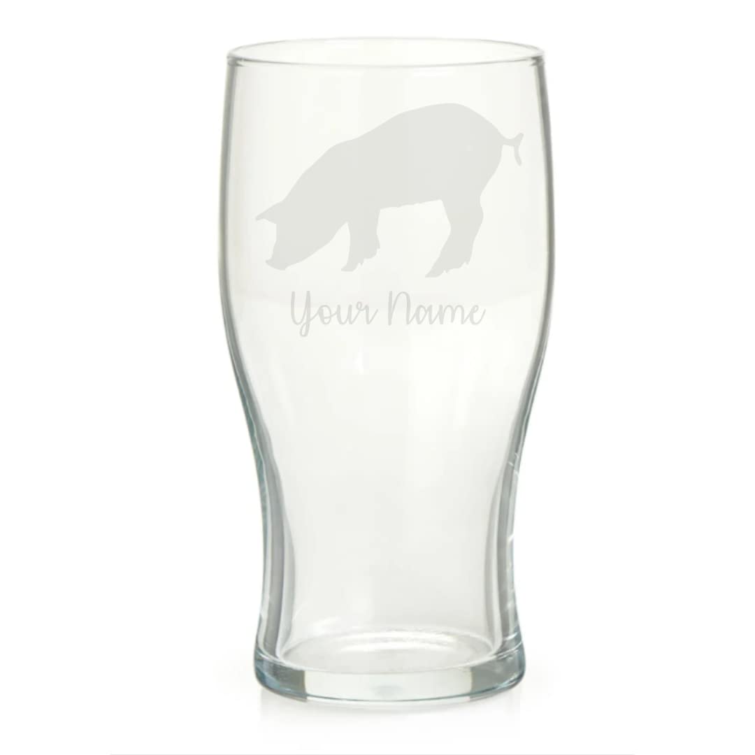 Personalised Pig Engraved Pint Glass, Pig Gift, Gift for Women, Gift for Men