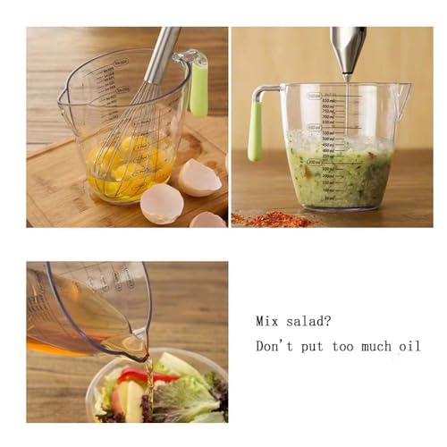 SGAONSN Plastic Measuring Jug Set of 3, Measuring Jugs with Angled Grip Handles,BPA-freeTransparent Measuring Cups 200ML / 400ML / 900ML, Easy to Read Measurements, Cook with Accuracy - 4