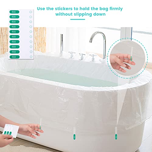 GXF 5 Pack Disposable Bathtub Cover Liner, 102\'\'x47\'\' Solo Portable Individual Package Bathtub Lining Plastic Bag with Bathtub Stickers Appliques for Travel Salon, Spa, Household Hotel Bath Tubs - Thumbnail 6