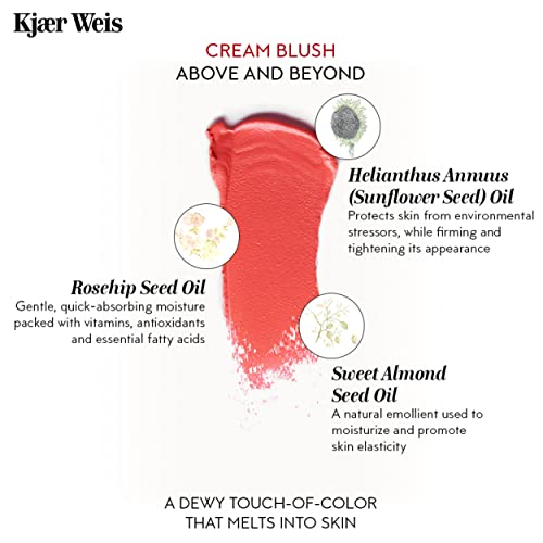 Kjaer Weis Cream Blush. Award Winning Dewy Blush Makeup. Blendable Cream Blush For Cheeks, Eyes And Lips. Long-Wearing Creme Blush Make Up. Certified-Organic, Cruelty Free Clean Makeup (Above And Beyond) #TOP2