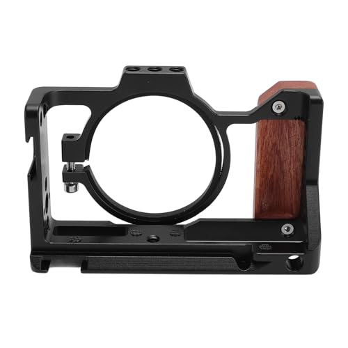 Image of Jiawu Camera Cage, Lightweight Aluminum Alloy Rig, Video Stabilizer with Cold Shoe Mount and Wood Handle for ZV-1 II