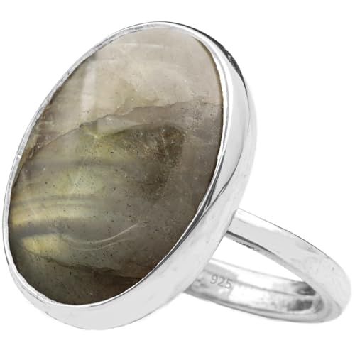 Natural Amazonite Crystal Ring Anti-Tarnish 925 Sterling Silver Oval Solitaire Gemstone Dainty Perseverance Crystal Virgo Wealth Statement Ring Handmade Turkish Fine Jewelry