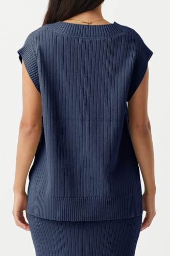 Image of Saodimallsu Womens V Neck Sweater Vest Oversized Ribbed Knit Sleeveless Casual Loose Fit Pullover Tank Top