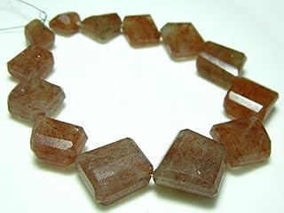 strawberry quartz fancy step cut nuggets- 8" strand -stones measure- 9-17mm