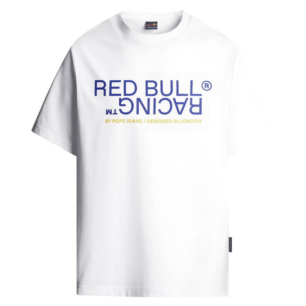 Red Bull Racing X Pepe Jeans Men's RBR Graphic Reflect TEE T-Shirt, White (White), XXL