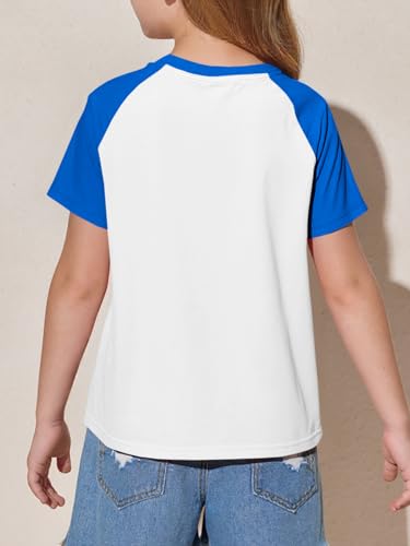 Image of Imily Bela Kids Girls T Shirts Casual Raglan Short Sleeve Crewneck Color Block Summer Tees 5-14 Years