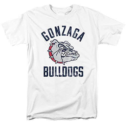 Gonzaga University Official Bulldogs Logo Unisex Adult T-Shirt, White, Medium