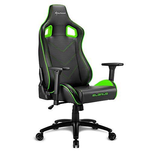 Gaming Elbrus 2, Finta Pelle, Nero/Verde, normale - Sedia gaming - Immagine 4