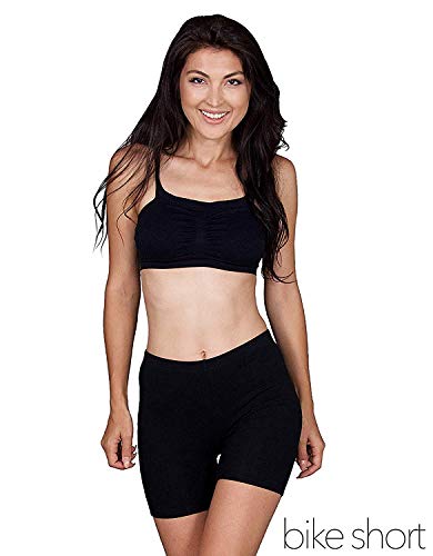 Emprella Slip Shorts 3-Pack Black Bike Shorts Cotton Spandex Stretch Boyshorts For Yoga,Black,Large