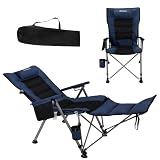 Folding Reclining Camp Chair with Footstool for Camp, Picnic, Lawn, Fishing