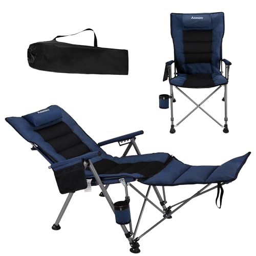 Folding Reclining Camp Chair with Footstool for Camp, Picnic, Lawn, Fishing by Anmiro - Used condition - US$58.99