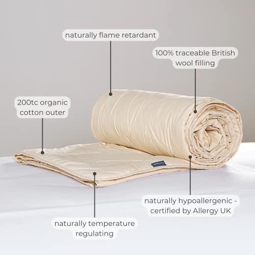 WOOLROOM Chatsworth Washable Wool Duvet - 2-5 Tog, Light (UK STANDARD DOUBLE, 200X200CM)