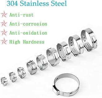 50Pcs 29.9mm-33.1mm Single Ear Hose Clamp Hose Crimp Clamps Ear Crimp Rings Ear Stepless Hose Clamp Pinch Clamps for Hose Pipe Clamp Tools