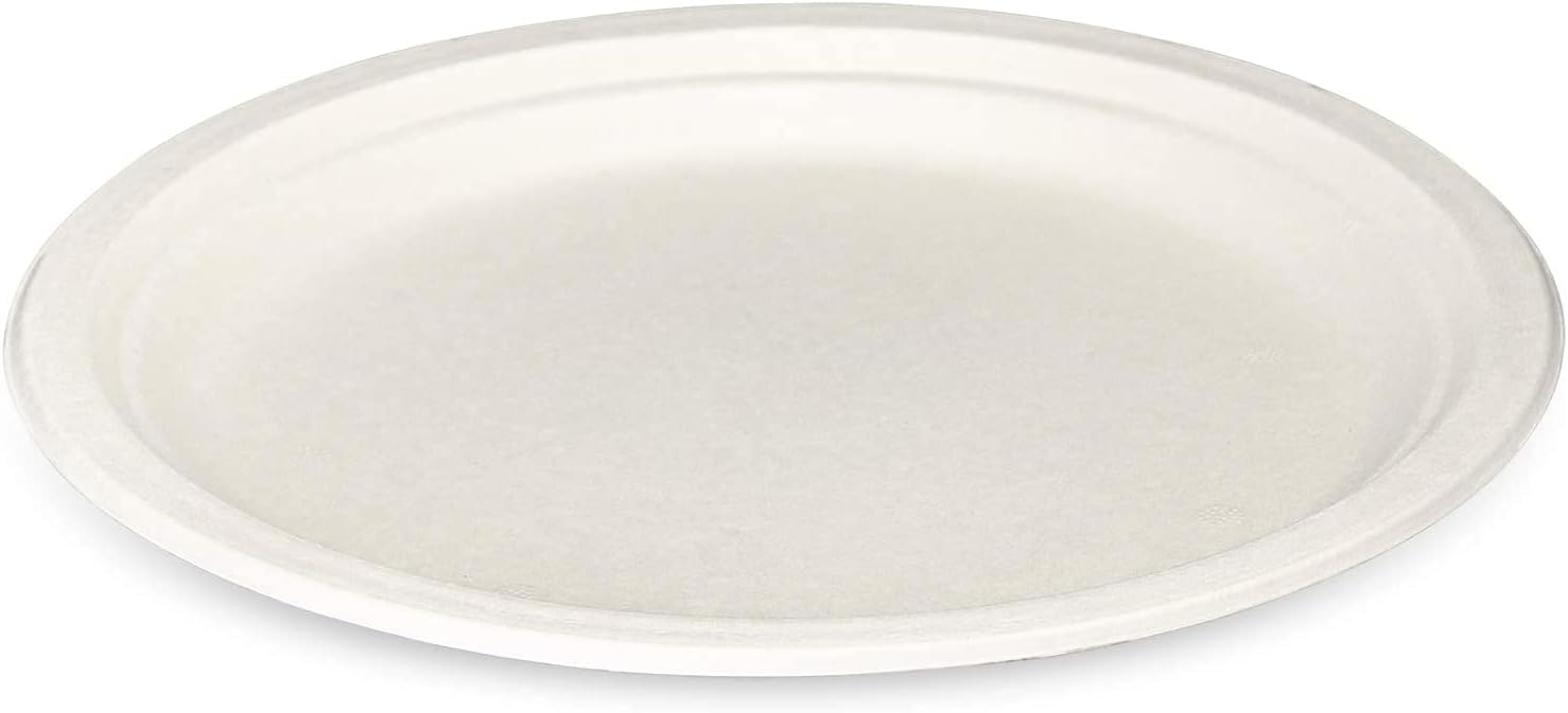 GUSTO [Case of 500 10 Inch Heavy-Duty Divided Disposable Biodegradable Paper Plates, White (Formerly Comfy Package)
