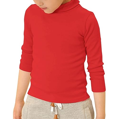 Betadog Unisex Baby Boys Girls Warm Knit Sweater Pullover Long Sleeve Soft Turtleneck High Neck Solid (Red, 4-5 Years)4