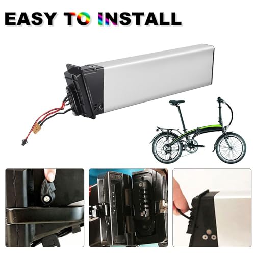 Image of 48V 10Ah Ebike Battery with Smart BMS & Safety Lock, 480Wh 13S4P 52-Cell Pack, Silver Aluminum - Powers 200W-350W Folding Electric Bikes, Compatible with SAMEBIKE KAISDA FIIDO M1 Pro (48V)