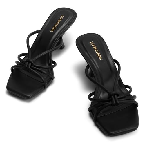 Image of Women's Strappy Square Open Toe Kitten Heels Sandals Knotted Design Summer Fashion Slip On Mule Style