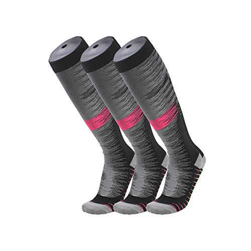 ysong Compressie sokken voor mannen en vrouwen 20-30 mmHg (3 paar) is het beste voor hardlopen, atletisch, zwangerschap, reizen - atletische FitS/M: 19 * 36CM-roze