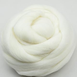 QICI 200g/7 oz Natural White Wool Roving Fiber Spin for Needle Felting H