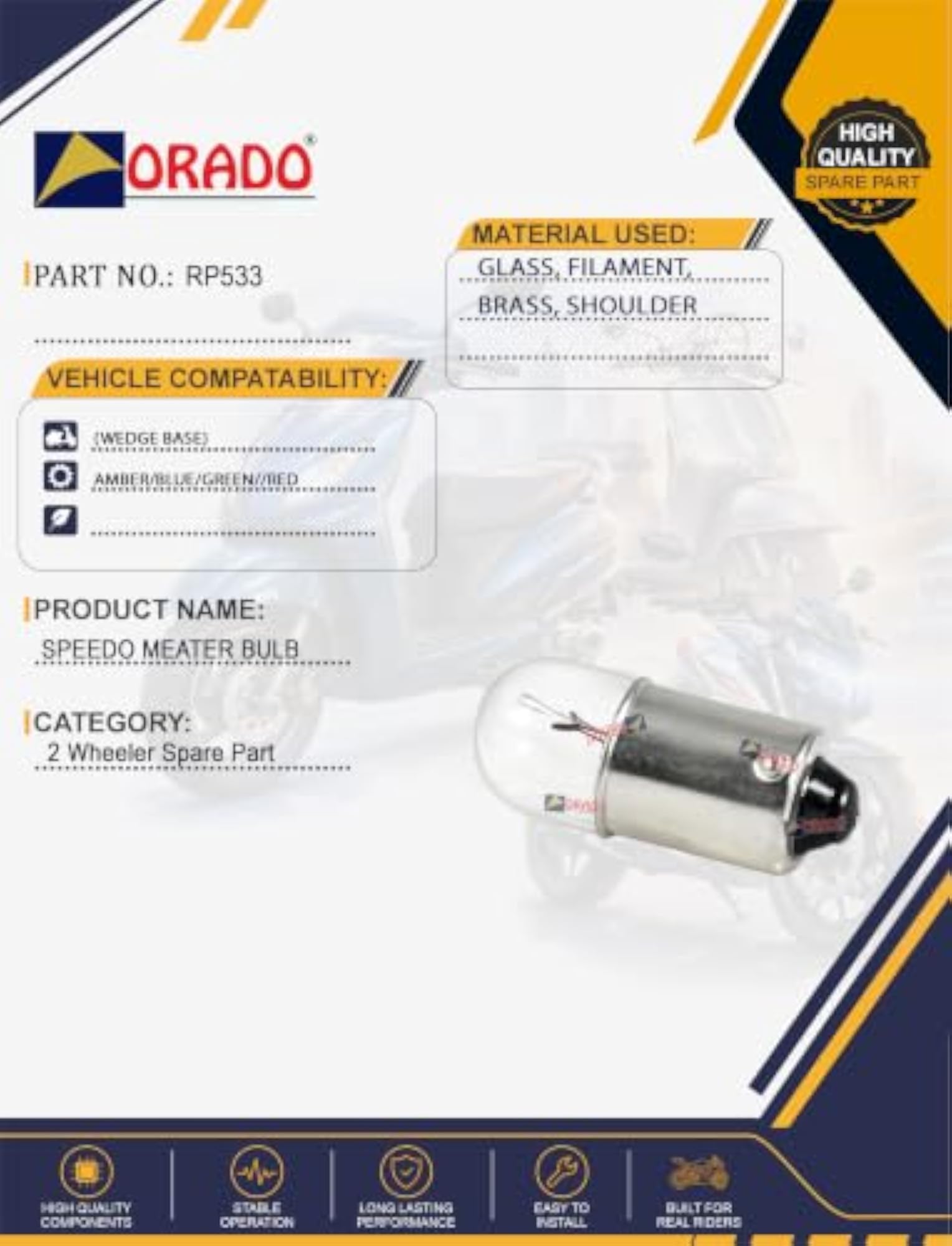 Speedo Meter Bulb Set for Wedge Base, 2 Pcs