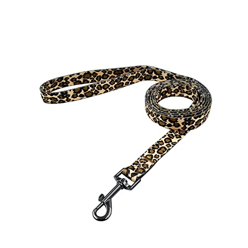 Olahibi Dog Collar And Leash Set, Leopard Pattern, Polyester Fabric Webbing, 5Ft Leash, For Medium Dogs.(Medium, Leopard) #TOP2