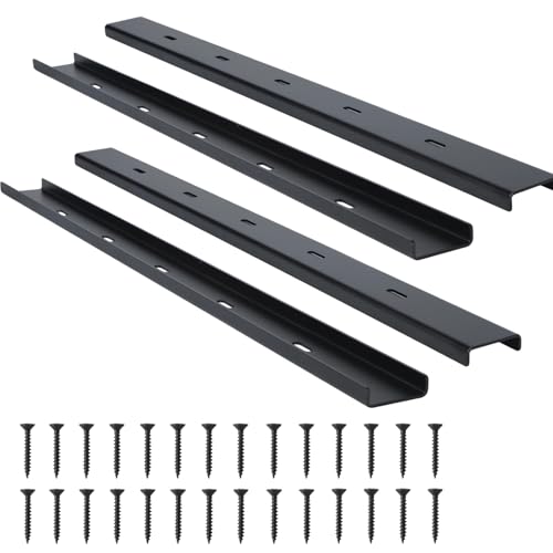 Ohiyoo 4 Pack C Channel Steel Support 36 L X 2 W Black Metal Support Heavy Duty Bracing Hidden C Brackets for Table Top Live Edge Slab Woodworking (36 Inch)