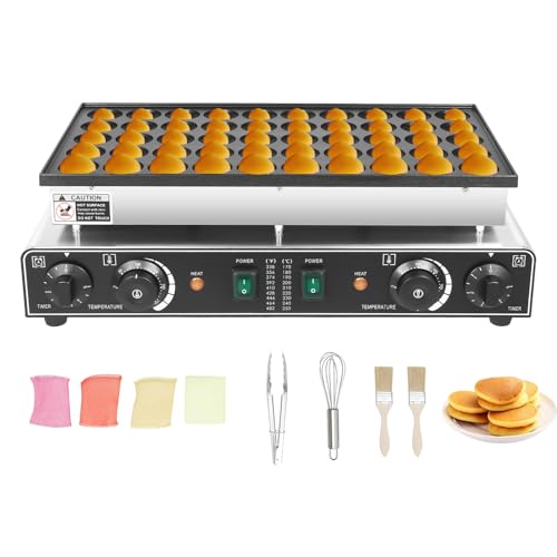 Levkitch 50 Hole Pancake Maker, Mini Dutch Pancake Pan Electric Maker Waffle Machine Nonstick Eggs Crepe Pan 50-300℃ Temp 5 min Time Control