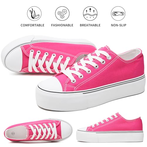 Image of hash bubbie Womens Platform Canvas Sneakers Tennis Shoes | low top non Slip on walking breathable casual comfortable fashion lace up