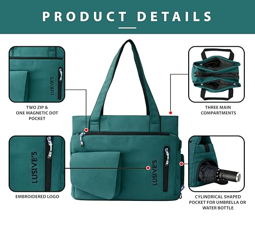 Image of Lusive's 10L Compact Handbag for Women: Stylish Design with Multiple Pockets, 3 Compartments, Premium Polyester Material (Black & Grey)