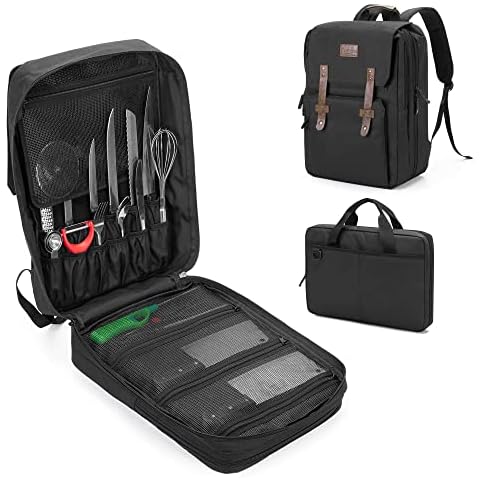 SAMDEW Large Chef Backpack & Knife Bag, Knife Backpack and Chef Bag with Lock Hole, Knife Carrier Chef Utensil Case with Multiple Pockets & Slots for Kitchenware, Patent Pending (Knife Not Included) Cover