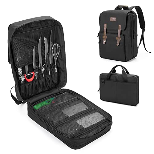 Comparison: Best Chef Knife Bag 3 samdew Large Chef Backpack & Knife Bag, Knife Backpack and Chef Bag with Lock Hole, Knife Carrier Chef Utensil Case with Multiple Pockets & Slots for Kitchenware, Patent Design (Knife Not Included)