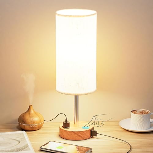 Fenmzee Bedside Table Lamp for Bedroom - 3 Way Dimmable Touch Lam...