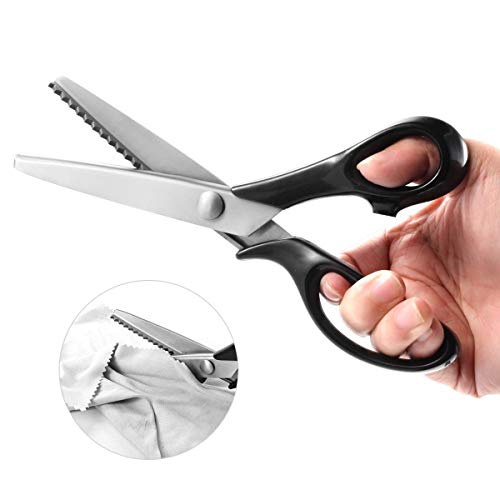 Kimdaro Pinking Shears Set, 9.2 Inches Handled Professional Stainless Steel Dressmaking Sewing Craft Scissors Zig Zag Scissors (Serrated, 7Mm) #TOP4