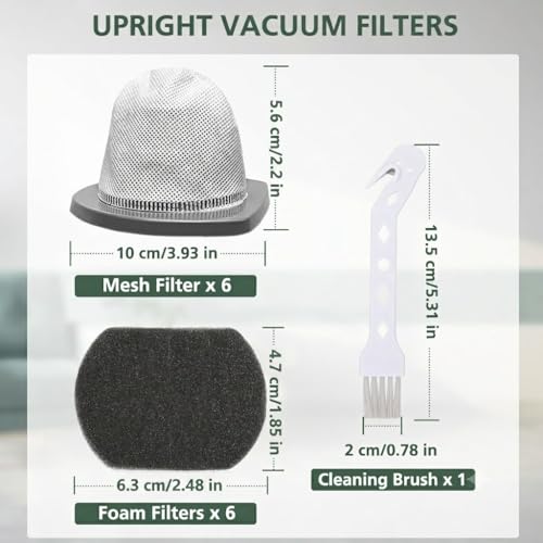 Image of 6 PACK 2033 Replacement Filter Compatible with Bissell Featherweight Stick Lightweight Bagless Vacuum Cleaner 20331, 20333, 20334, 20336, 20339, 2033M,6 Mesh Filter 6 Foam Filters, Replace No.1611508
