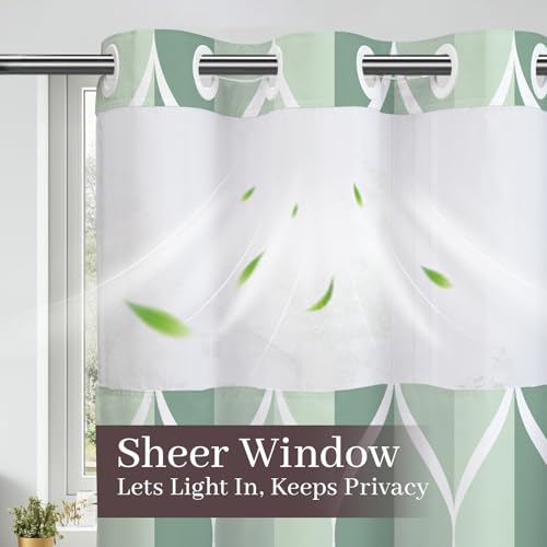 Gelbchu Dark Green Ringless Shower Curtain with Snap-in Liner, 71 x 74 Inch by Gelbchu - Used condition - Image 7
